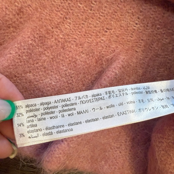 Zara Alpaca + Wool Blend Ruffle Trim Sweater Pink 45132 - Picture 8 of 10